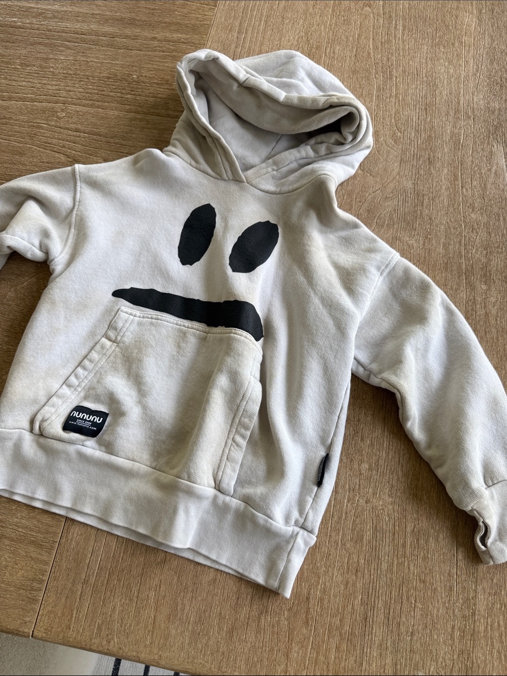 nununu Cream Hoodie with Black Graphic Face